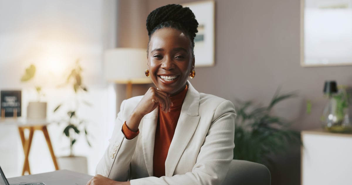 Professional businesswoman smiling confidently